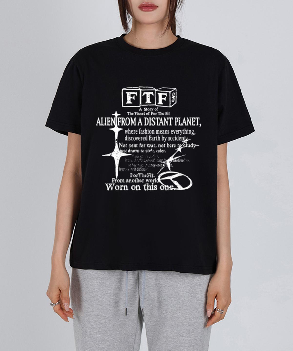 Poder Fit [Special Feature] Printed Crop Short Sleeve T-Shirt W Tag Doodle _Black Black/Free (Ft59)
