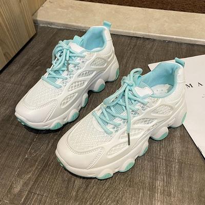 Mode 2024 Heißer Verkauf Damen Chunky Sneakers Atmungsaktives Mesh Neue Plateauschuhe Schnürschuhe Trendige Trainer Schuhe mit dicker Sohle für Damen