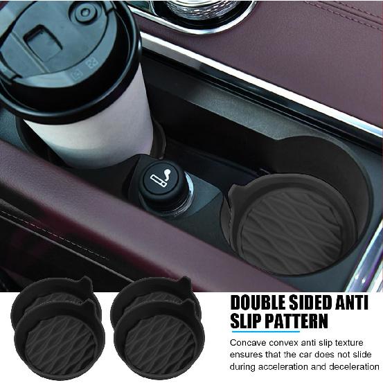 Car Cup Holder Coaster, 4PCS Silicone Non-Slip Vehicle Cup Holder ert Mat, Sift-Proof Spill Recessed Embedded in Bottle Protection Pad, Universal