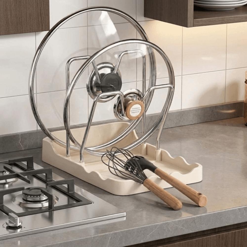 Plastic Pot Lid Storage Rack Draining Pot Cover Holder Durable Kitchen Storage Rack Pantry