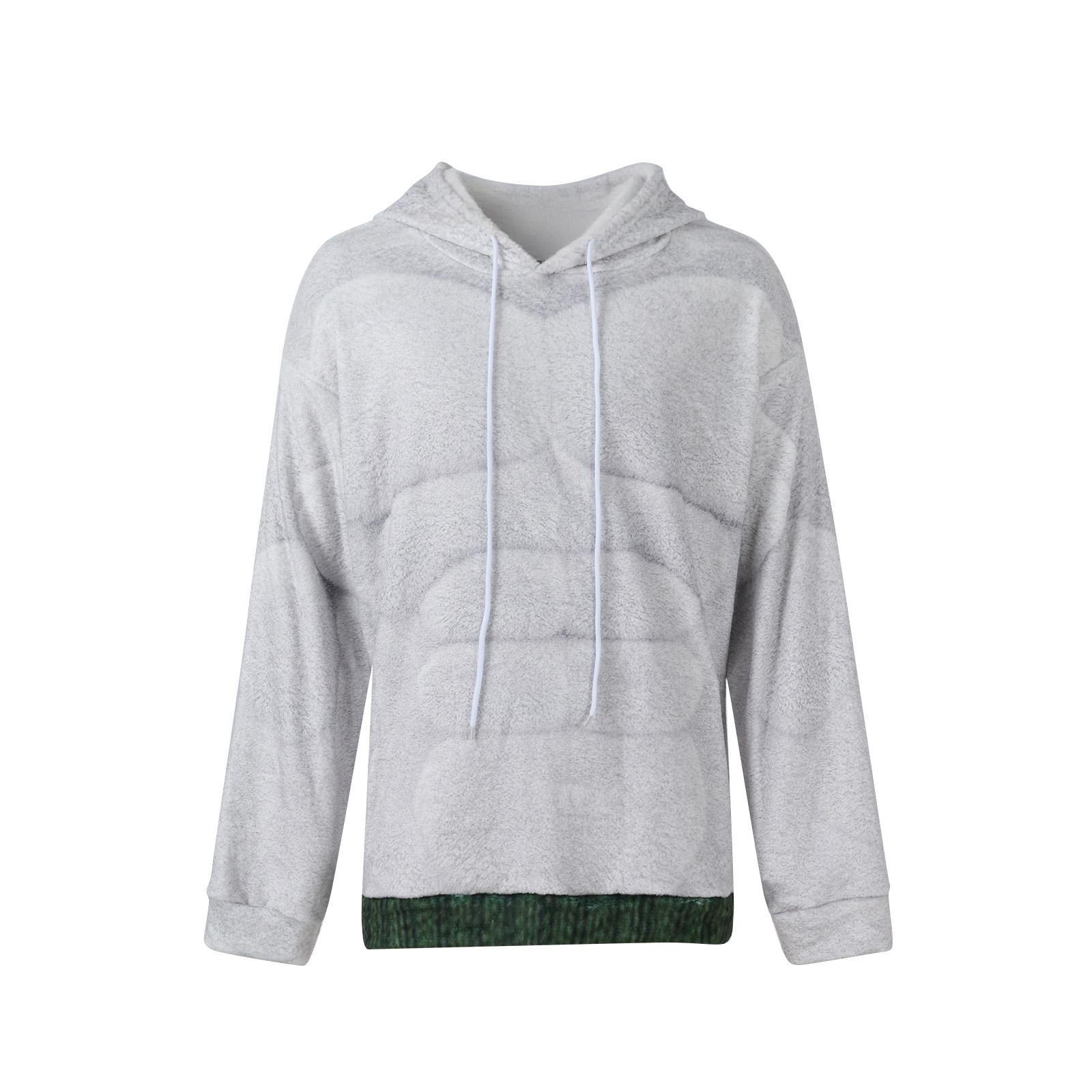 Мужская спортивная толстовка с капюшоном повседневная с длинным рукавом с уродливым принтом Мускулы XL белый 2390₽