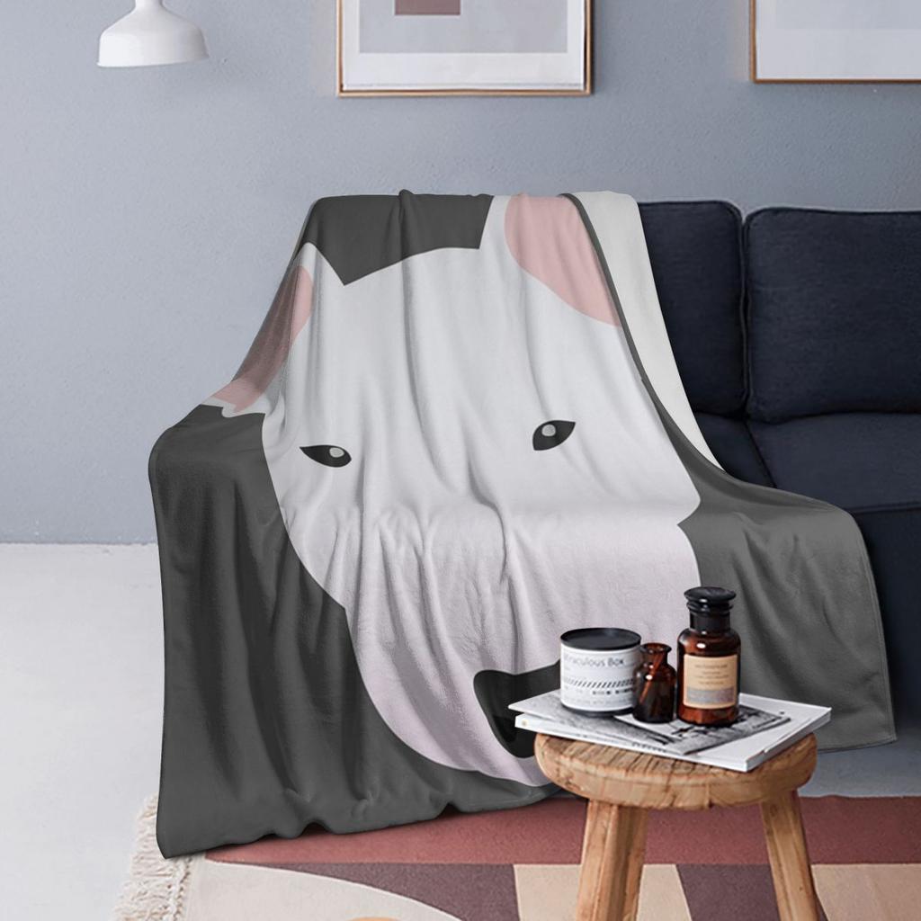 White Miniature Bull Terrier Blankets Soft Warm Flannel Throw Blanket Bedspread for Bed Living room Picnic Travel Home Sofa