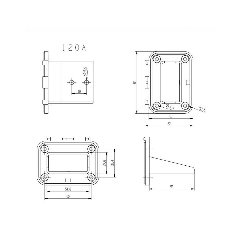 Mounting Bracket for 120A For Anderson Connectors with Cover for Flush Installation on Panels in RVs Boats and Trucks
