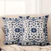 1 piece of blue and white floral pattern decorative pillow, polyester fiber pillowcase, sofa cushion, headboard pillow