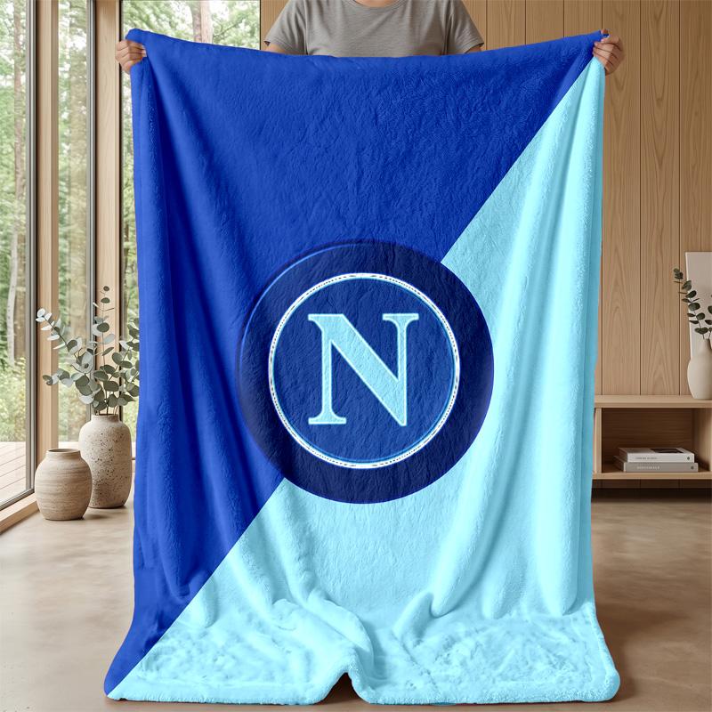 Coperta in Pile di Flanella Morbida Napoli FC Leggera Accogliente Calda Coperta da Lancio per Divano Letto Decorazione per la Casa