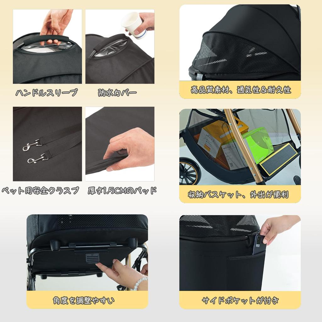 Gevvnss Latest Pet Separate Pet Load Capacity Large Dog 4 Wear Easy to Japanese Instruction For Small Medium Black [2025 Cart] Cart, 30KG, Space,