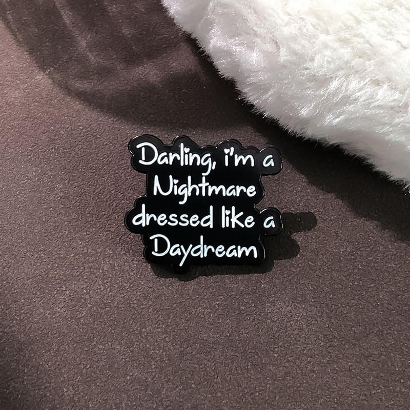 Letter English Stylish Brooch Fashionable Geometric Pin For Trendy Outfits