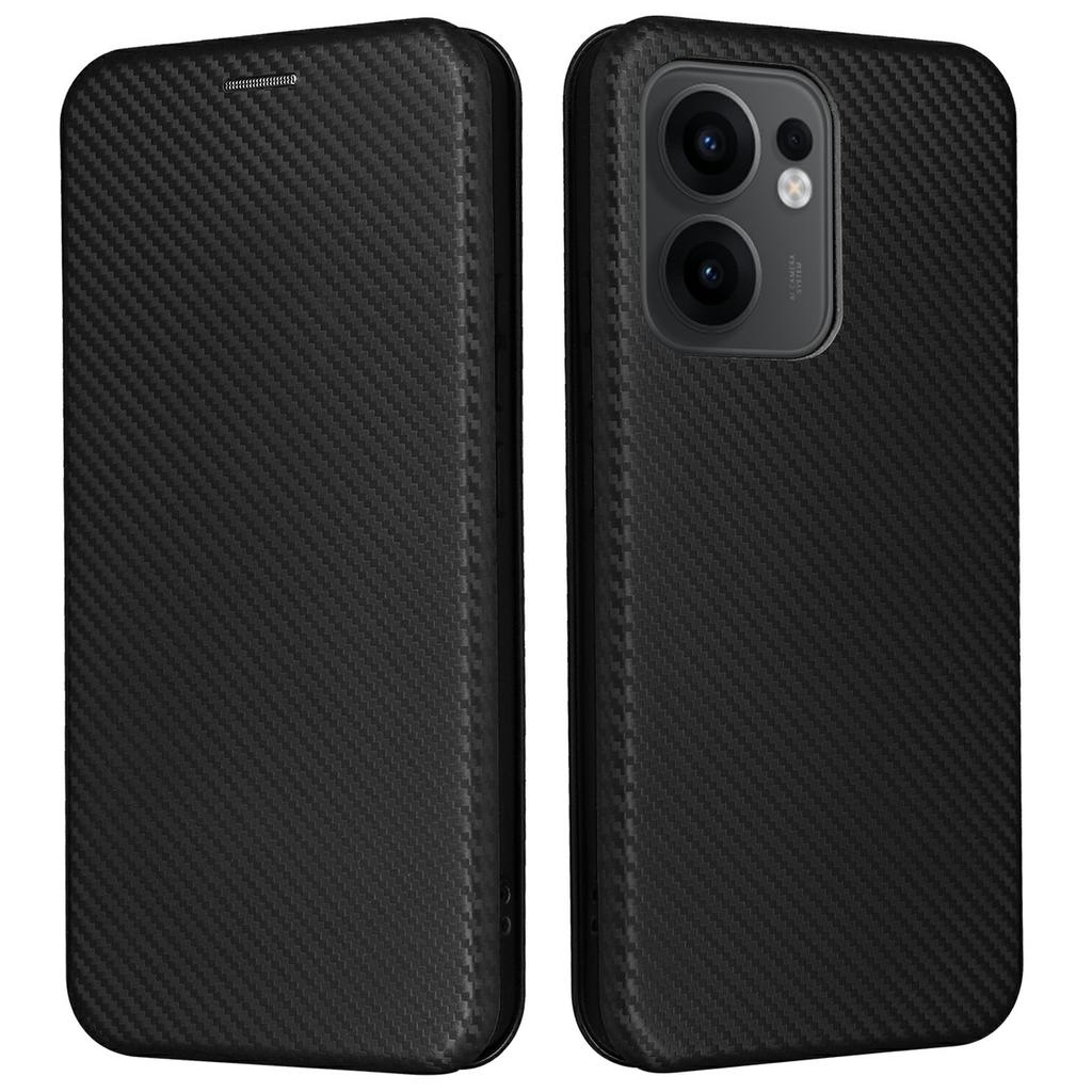 For Oppo Reno13 F 5G Case Carbon Fiber Texture Drop-Proof PU Leather Phone Cover