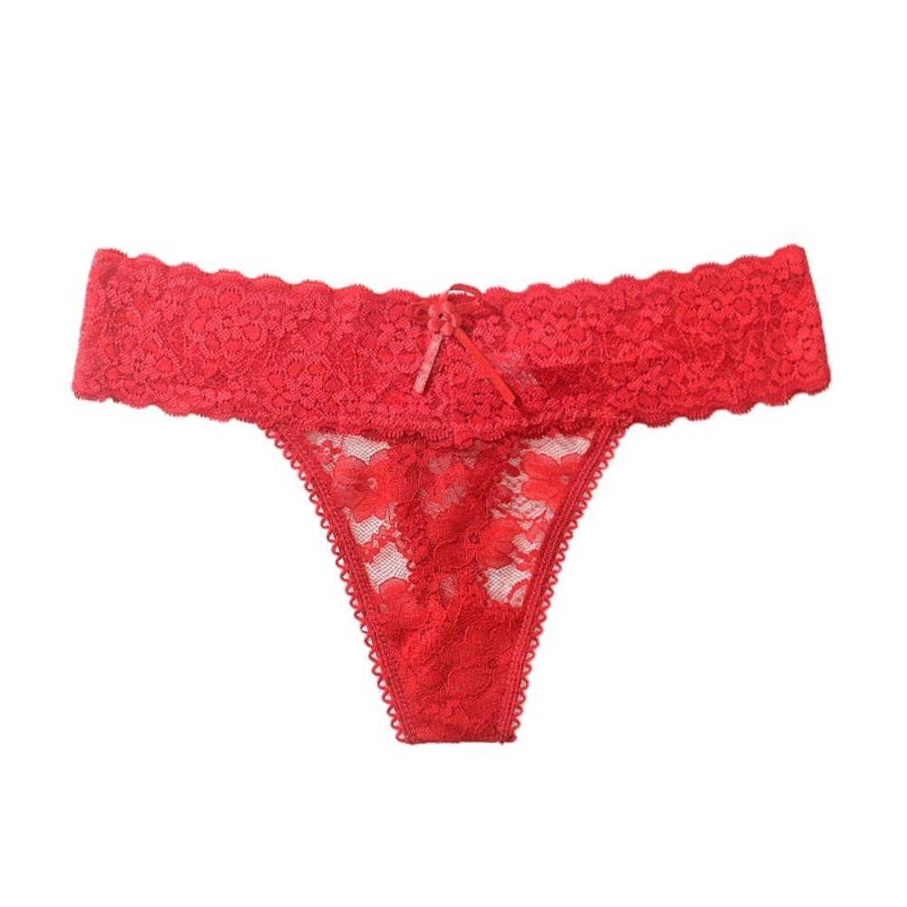 Sheer Women Lace Flower Briefs Mid Waist Floral Underpants Fashion Lace Thong Panties Underwear