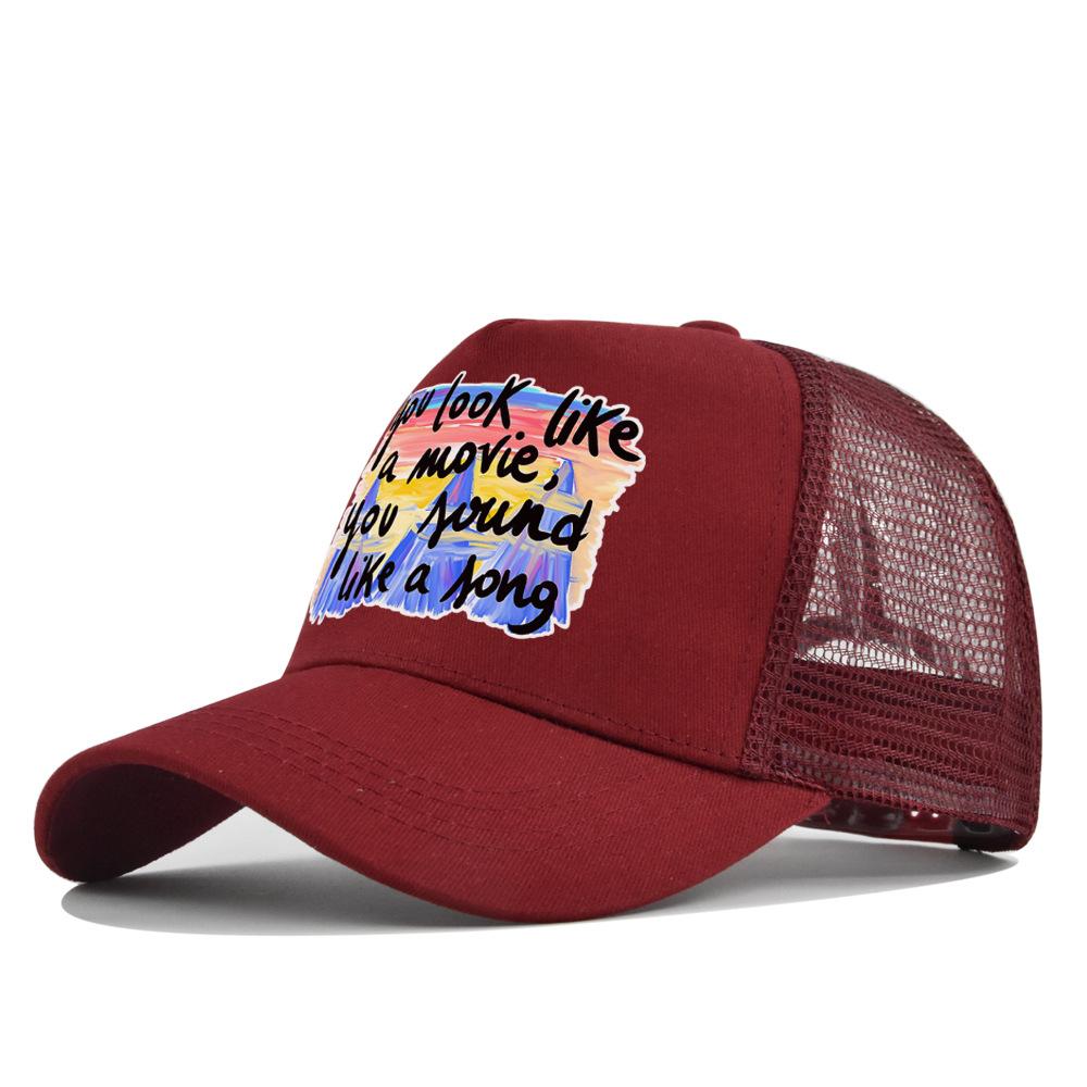 Summertime Printed Cap Letter Mesh Breathable Hat Women Men Baseball Cap Sunshade Outdoor Sports Cycling Travel Sun Hat Dad Hat