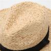 New Raffia hat Panama Straw Hat Summer Black ribbon Women Men Wide Brim Beach Sun Cap UV Protection Jazz Fedora Hat