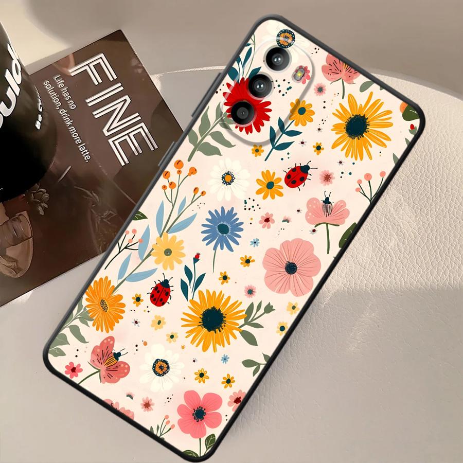 Cartoon Flower Art Case for Motorola Moto G52 G60s G22 Edge40 Edge 20 Pro 30 Lite G50 G51 G73 G53 G30 G71 G32 Phone Cover