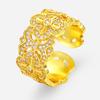 Elegant Chinese-Inspired Gold-Plated Vajra Ring with Cubic Zirconia - Women's Luxurious Ruyi Design and Long-Lasting Color Retention