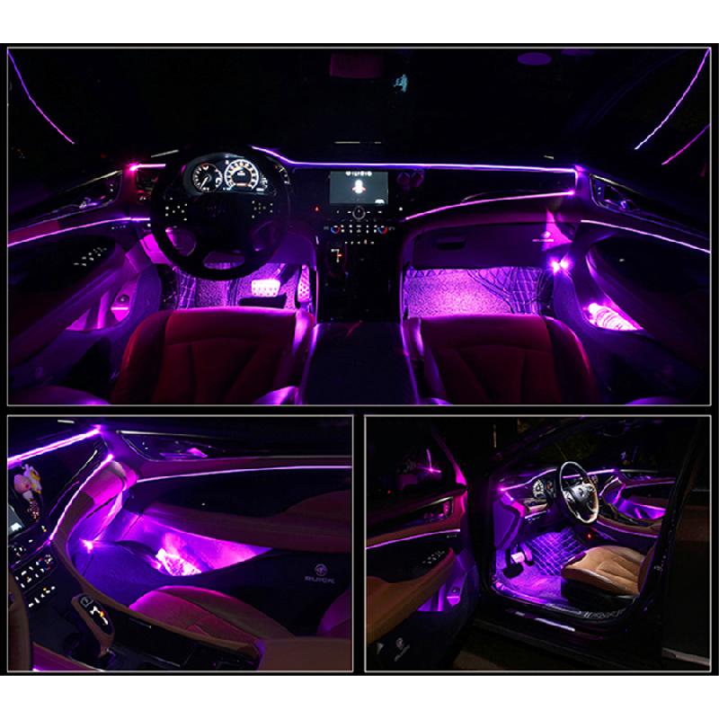 14 In 1 64 Color Rgb Led Car Atmosphere Light Fiber Decor Ambient Foot Lamp App