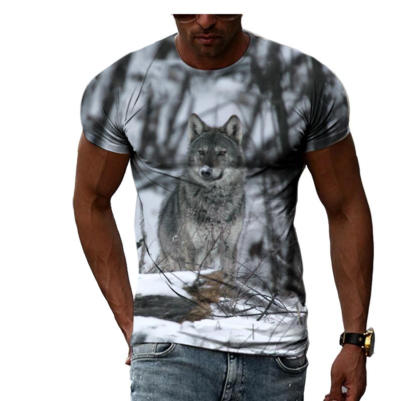 

Модная мужская футболка в стиле хип-хоп с 3D животным волком, летние модные повседневные футболки с графическим принтом и круглым вырезом, футболки с короткими рукавами S