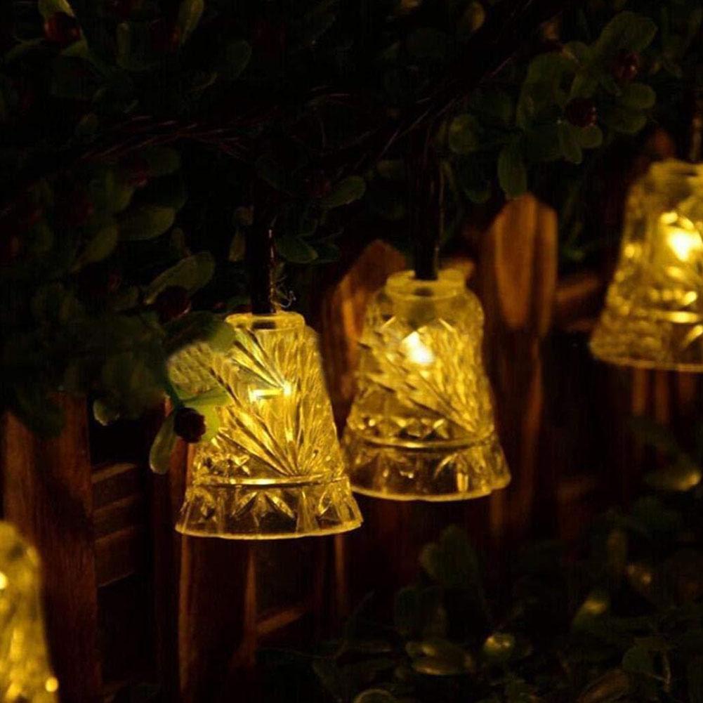 20LED Christmas Jingling Bell Solar String Lights Outdoor Waterproof String Lights Carved Festival Decorative Lamps