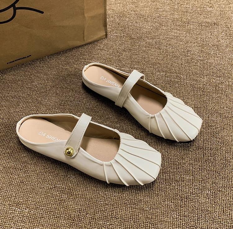 Baotou half-drag flat sandals women's summer wear 2025 new Mary Jane single shoes with skirt cool slippers