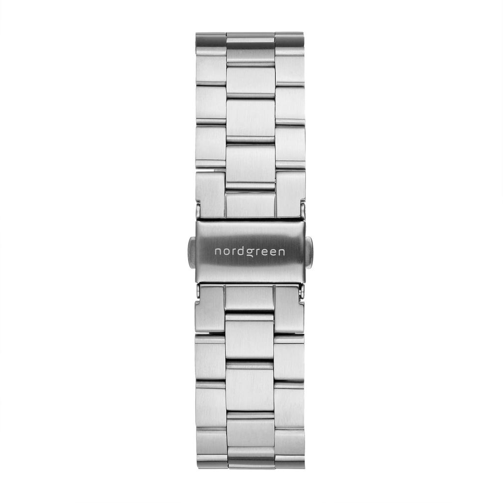 Nordgreen Pioneer Scandinavian Design Watch Sunray Green Silver 3 Link Bracelet 42mm