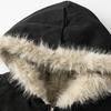 Giacca da uomo rétro mimetica foderata in pile con colletto in ecopelliccia, autunno e inverno, vestibilità ampia, parka sportivo con cappuccio, giacca imbottita in cotone
