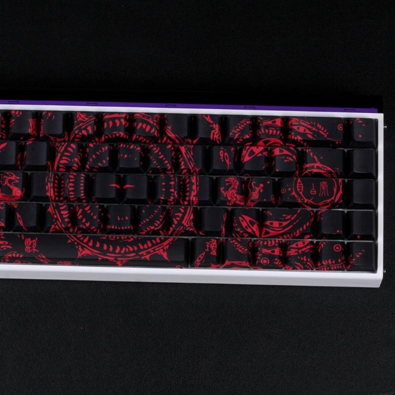 Side Printed Keycaps Intricate Pattern Theme for 60% 68% Mechanical Keyboards Heat Sublimation Printing