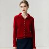High Neck Cashmere Cardigan: Autumn/Winter Button-Up Rolled Hem Knitwear Sweater for Women.
