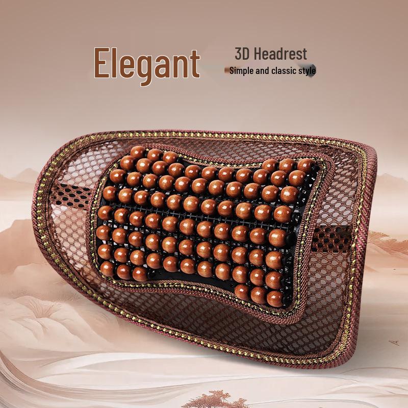 Breathable Car Lumbar Support Cushion with Wood Beads for Summer