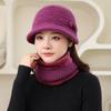 Fleece Warm Hat Ladies Mom Rabbit Plush Fashion Knitted Scarf Basin Hat Winter Grandma Windproof Hat