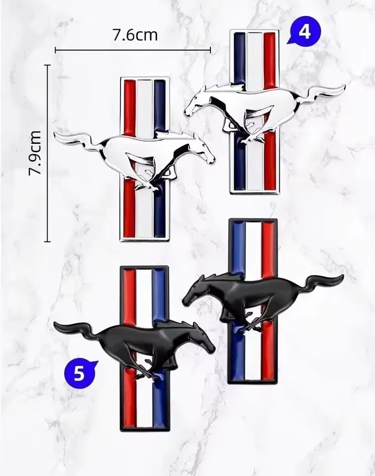 Car 3D Metal Badges Fender Side Stickers Running Horse Styling For 5GWI Mustang Taurus Mondeo Puma Focus Shelby Explorer Fiesta KHD6