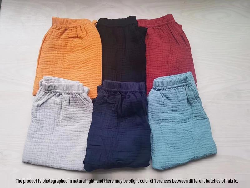 Kids' Cotton Linen Long Sleeve Set - Unisex Gauze Joggers, Loose Two-Piece for Spring/Summer