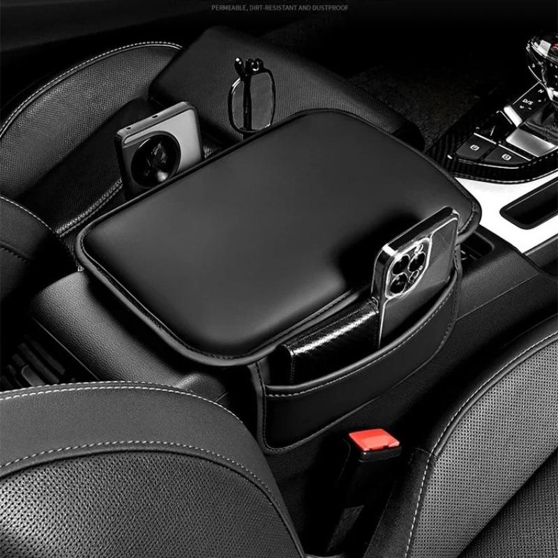 Car Armrest Box Pad, Multi-functional Side Bag Storage Bag, Leather Car Center Height-increasing Pad, Universal Armrest Pad Cove