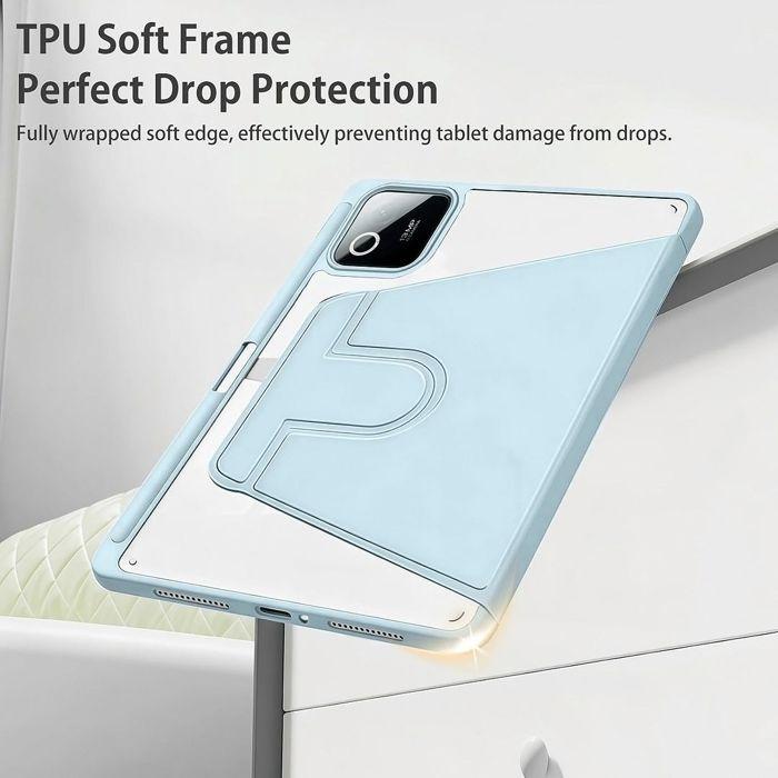 Coque + Verre Trempé pour Xiaomi Pad 8 /8 Pro/7/7 Pro/9, Antichoc Rotatif avec Porte-Stylet Bleu
