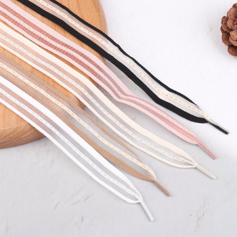 2Cm Bow Wide Flat Shoelaces Fish Silk Transparent Striped Shoelaces Sneaker Black Sport Training Shoes Casual Shoes Laces