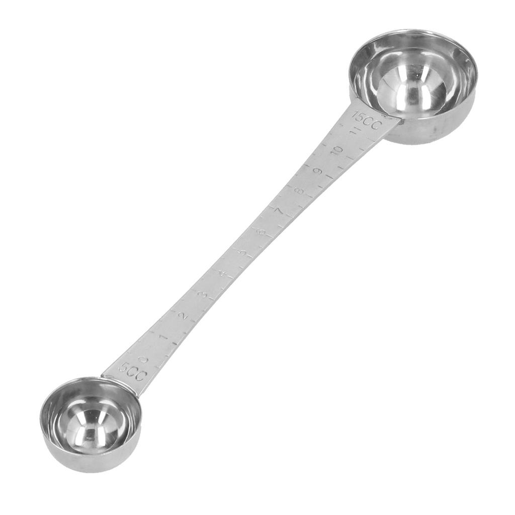 Kaffeskopa med Våg Längd Dubbeländad Måttsked Rostfritt Stål Matsked Kryddsked