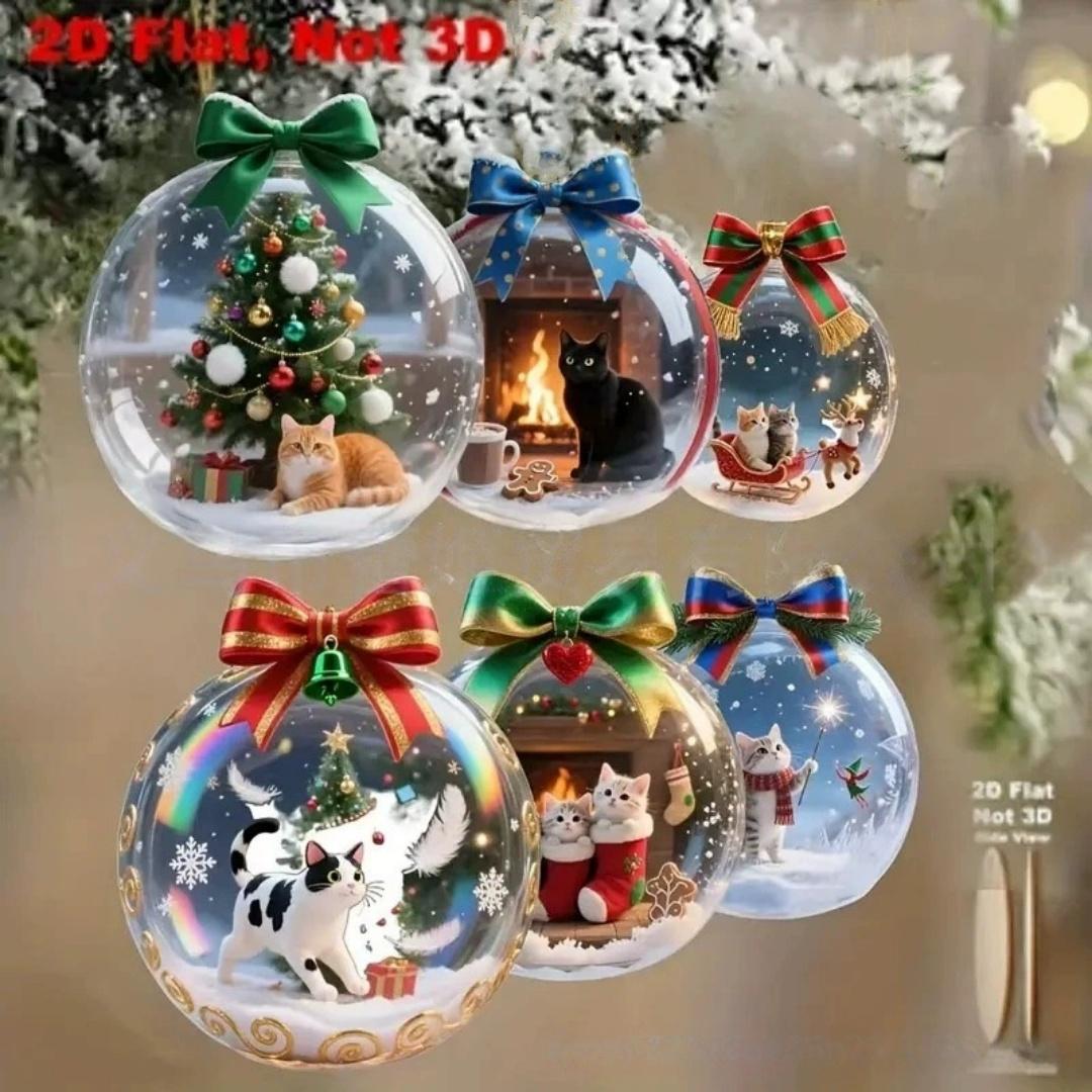 

Ball Decoration Cute Dog Pendant Wooden Ornament 2d Christmas Pendant For Office Window Party