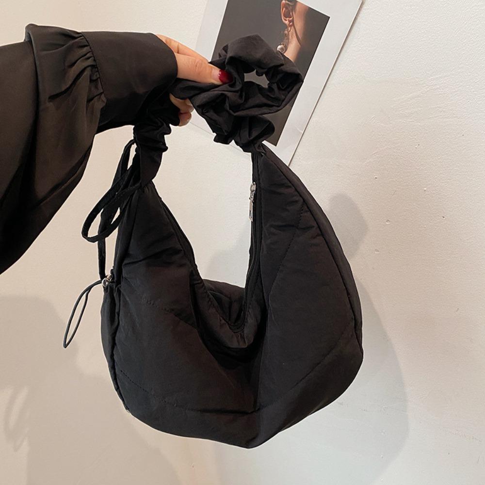 

Fashiable Nyl Pleated Shoulder Bag Portable Drawstring Crossbody Bag Underarm Bag INS Korean Style Hand Bag Outdoor чёрный