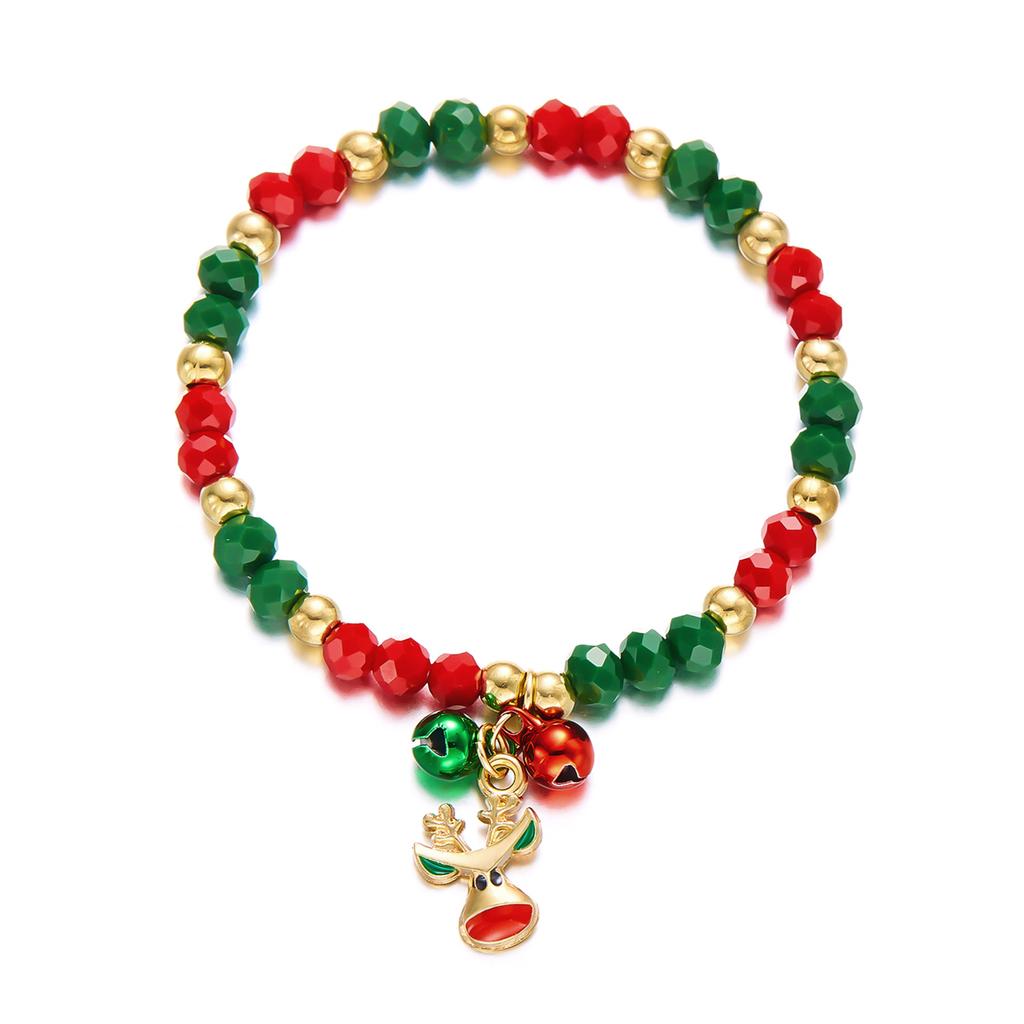Snowman Santa Claus Christmas Tree Beaded Bracelet For Women Christmas Bracelet Charm Party Jewelry