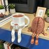 Cafe Decoration Ornament 3D Printed Articulated Coffee Cup Figure, Movable Joint Desk Statue, Cute White And Brown Statue Bean Ornament, Creative