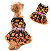 Halloween Dog Clothes Pet Pumpkin Pattern Frill Dress Lace Outfit One-piece Tulle Skirt Costume Cosplay Clothing Small Dogs Medium Cute Party (Black