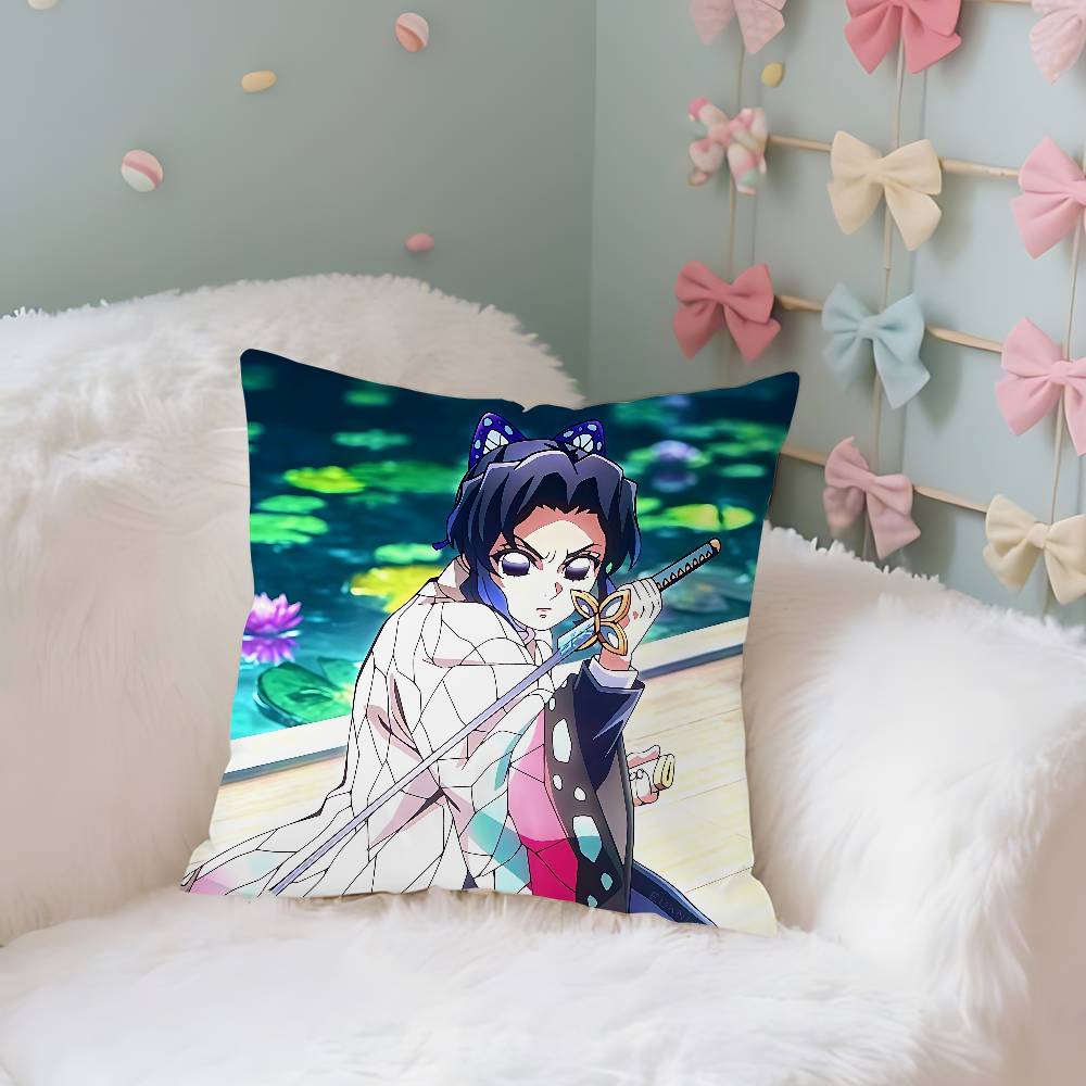 Kochou Shinobu Pillow Case Throw Pillow Cover Nordic Vintage Style Cushion Covers Home Living Room Sofa Couch Seat