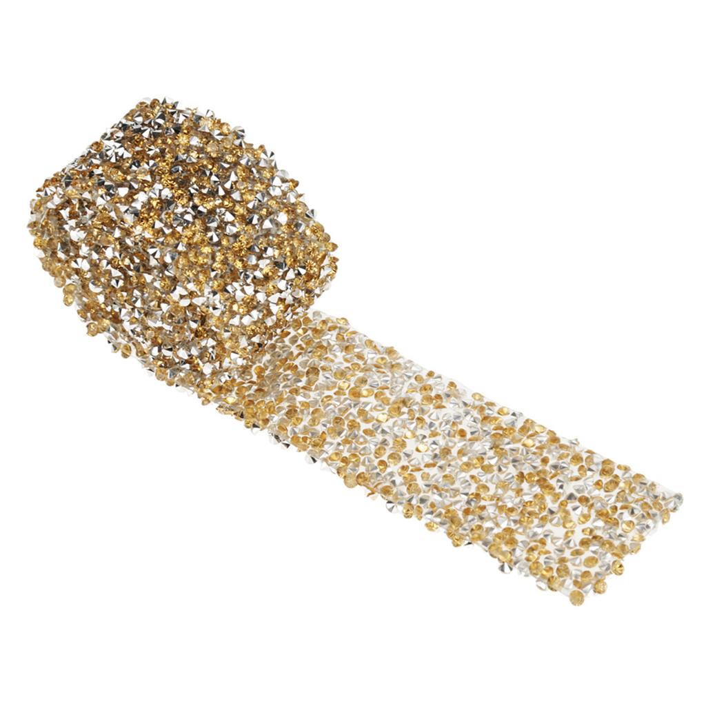 Mesh Wrap Roll Rhinestone Ribbon Wedding Decoration (Blue & Black)