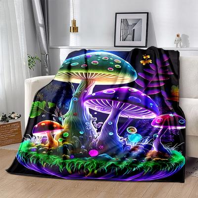1pc Colorful Mushroom Fantasy Blanket Home Decor, Sofa Throw, Outdoor Blanket .W085