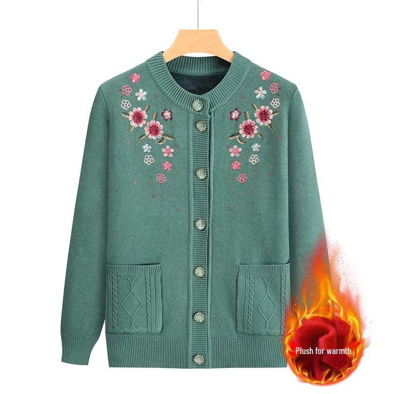 

Autumn and Winter Velvet Sweater for Middle-Aged and Elderly Women - Warm Grandma Coat and Mom s Top XL for 80-110 jin