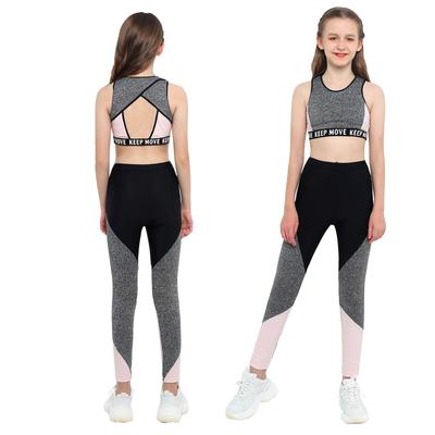 Kinderen Meisjes Workout Hardlopen Sportpak Mouwloze Sport Crop Top Broek Set Fitness Trainingspak Yoga Danskleding