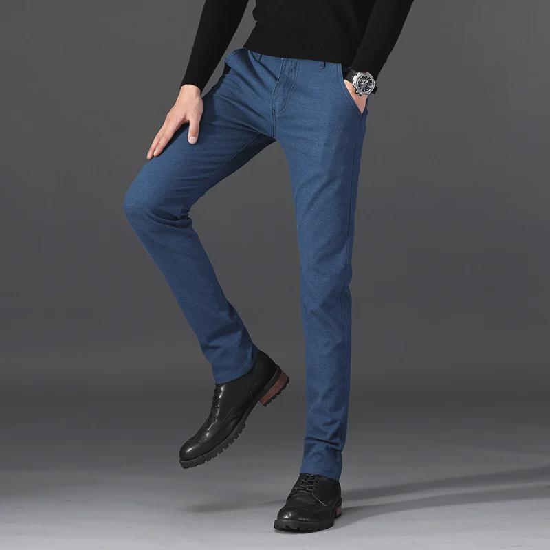 Men's Casual Slim Elastic Cotton & Linen Pants with Simple Open Pockets - Multi-Color Trousers