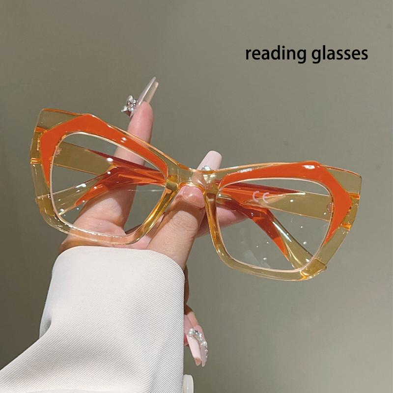 Oversized Reading Glasses Women Fashion Patchwork Rim Blue Light Blocking Optical Frames Trendy New In Presbyopic Eyewear