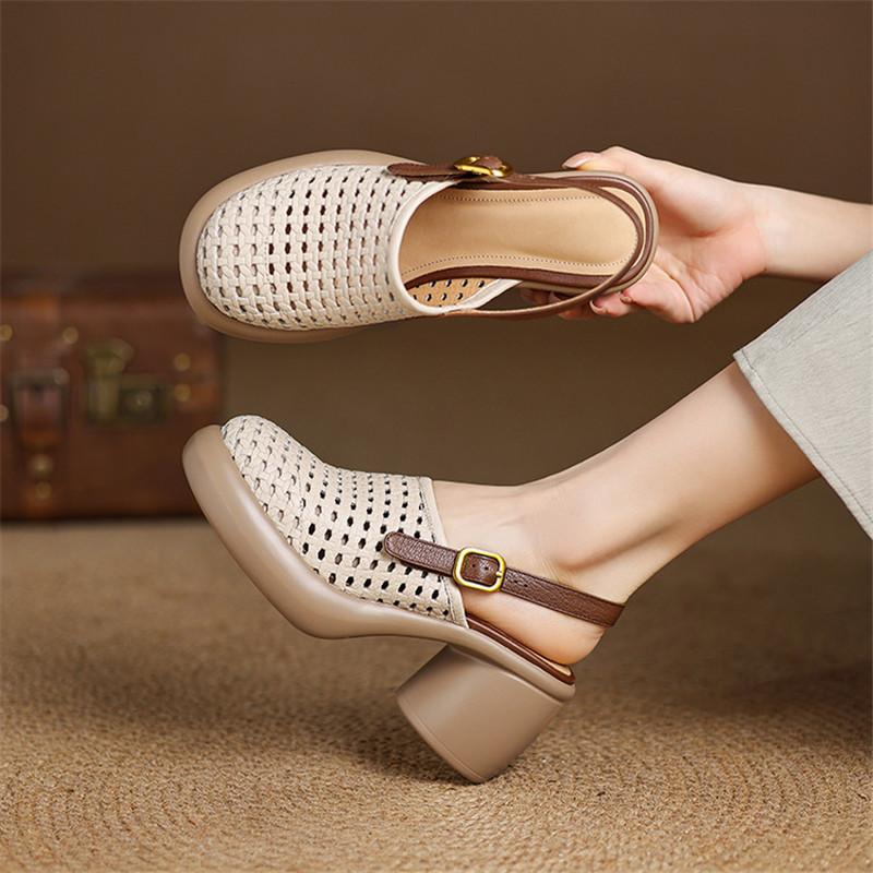 Fashion New Sheepskin Summer Sandals Cover Toe Sandals for Women High Heels Fashion Hollow Out Sandal Platform Shoes Ladies Shoes