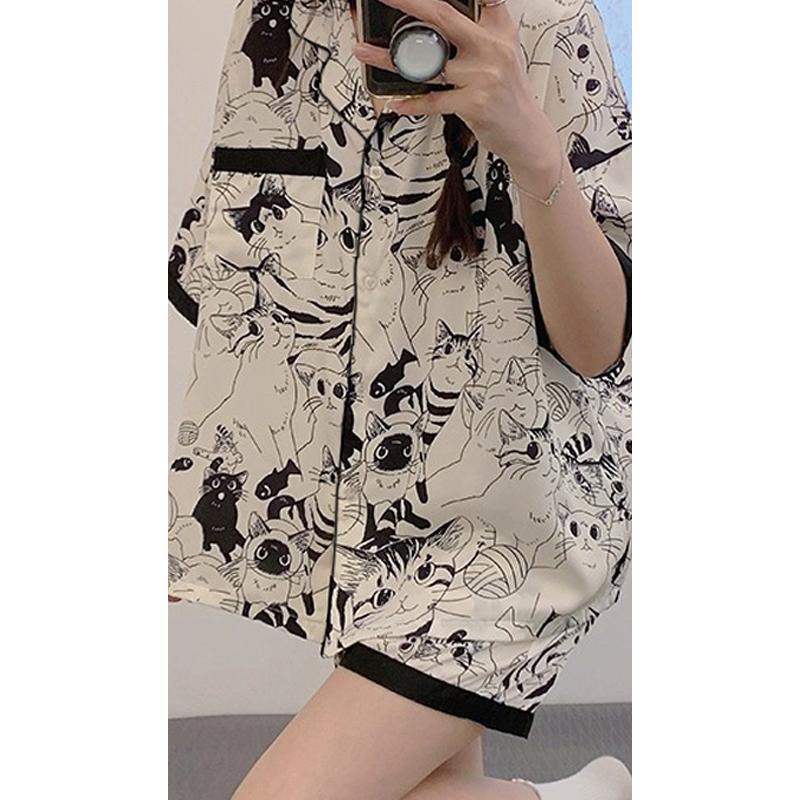 China Stil Tinte und Waschen Landschaft Malerei Pyjamas Frauen Neue Sommer Kühle Weibliche Nachtwäsche Klassische Elegante Kurze Housewear