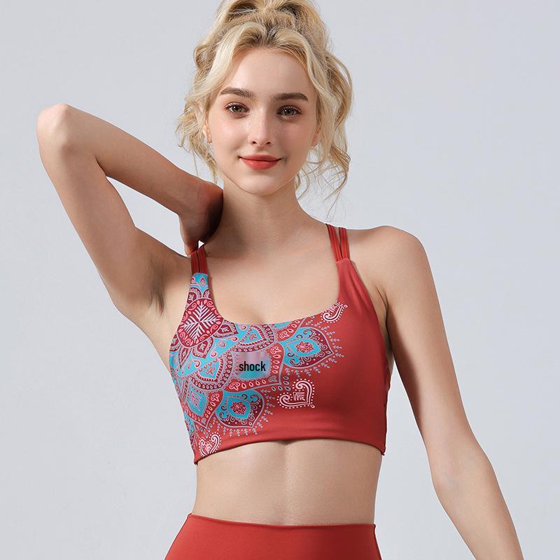 

Европейская и американская мода Цветочный комплект для йоги: жилет и спортивный бюстгальтер S