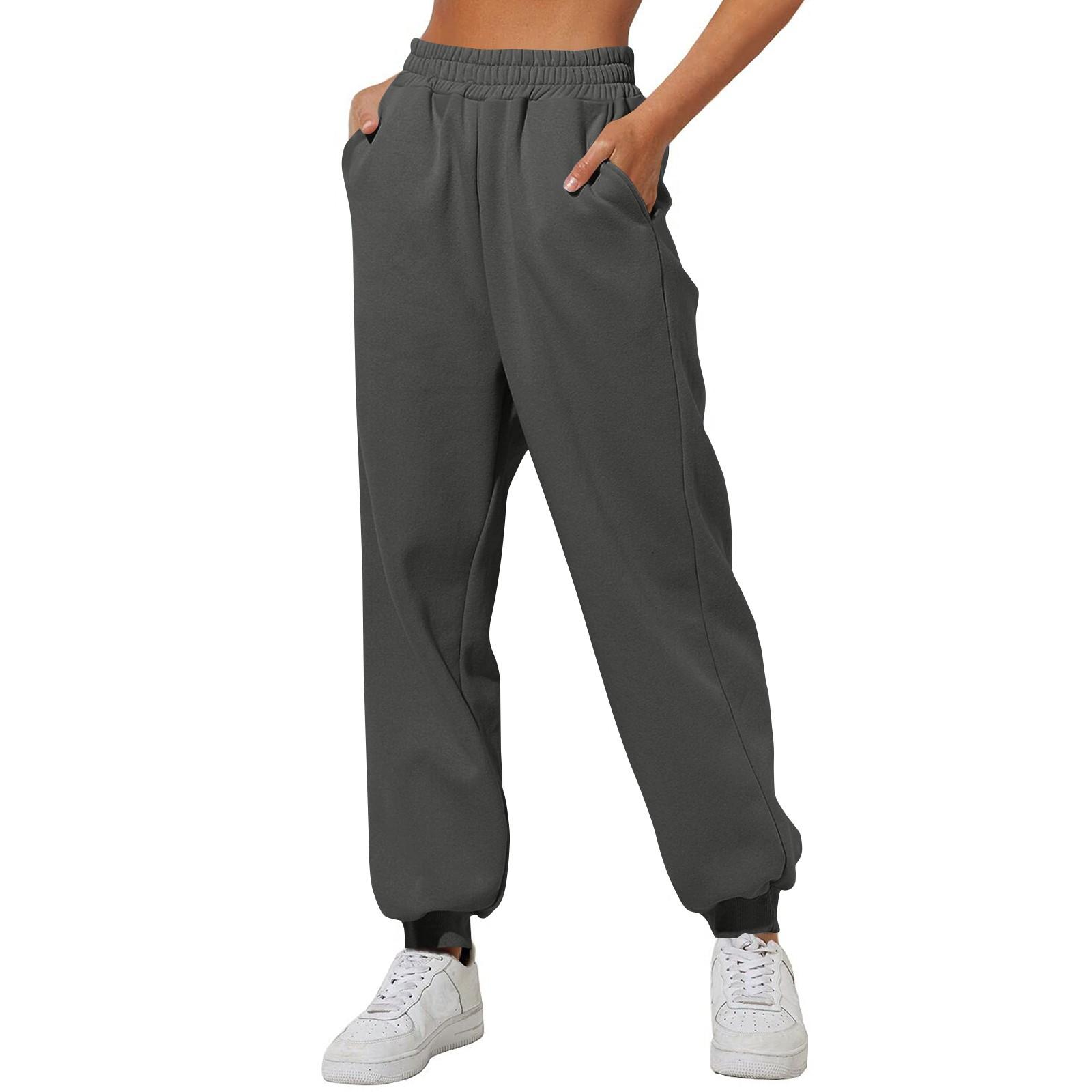 

Женские осенне-зимние свободные спортивные брюки с высокой талией, брюки для бега, модные повседневные брюки с карманами S