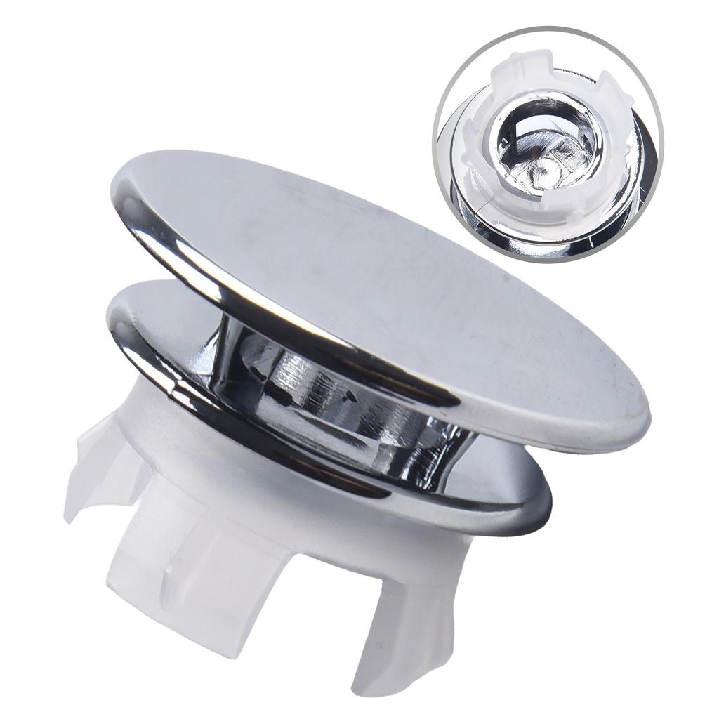 33*11.8mm Hole Overflow Cover Bathroom Basin Round Silver